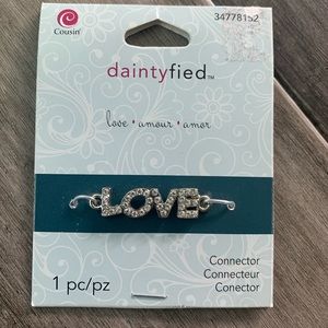 Silver Rhinestone Love Jewelry Connector